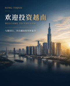 Song Thịnh 欢迎投资越南，胡志明市城市天际线